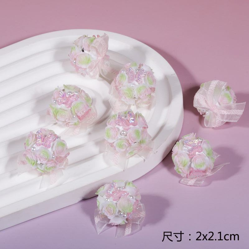Wholesale 3PCS/Pack Butterfly rose flower ball through hole versatile loose beads DIY beaded mobile phone chain bag trailer hanging accessories